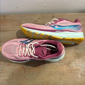 Saucony Women's Pink and Yellow Athletic Shoes